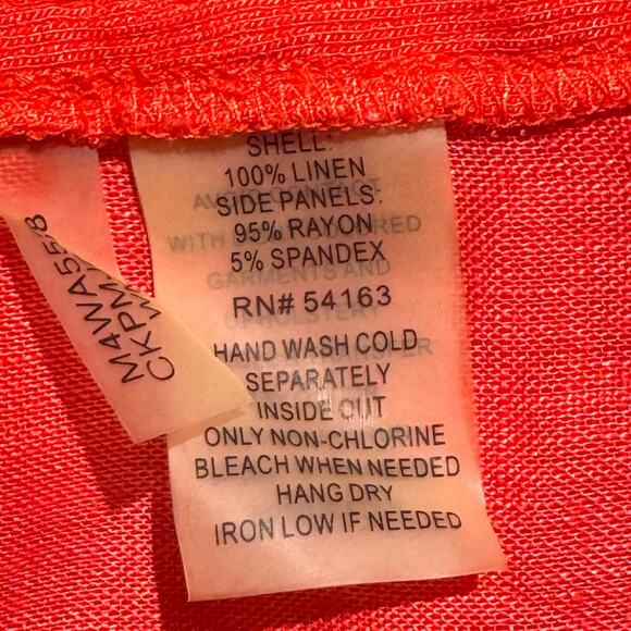 Calvin Klein Roll-Tab Long Sleeve Button Up Linen Pink Large - Picture 8 of 8